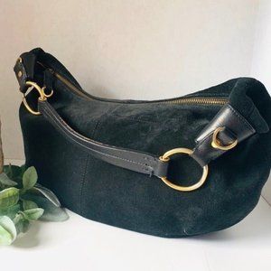 Franco Sarto black suede boho‎ zipper bag